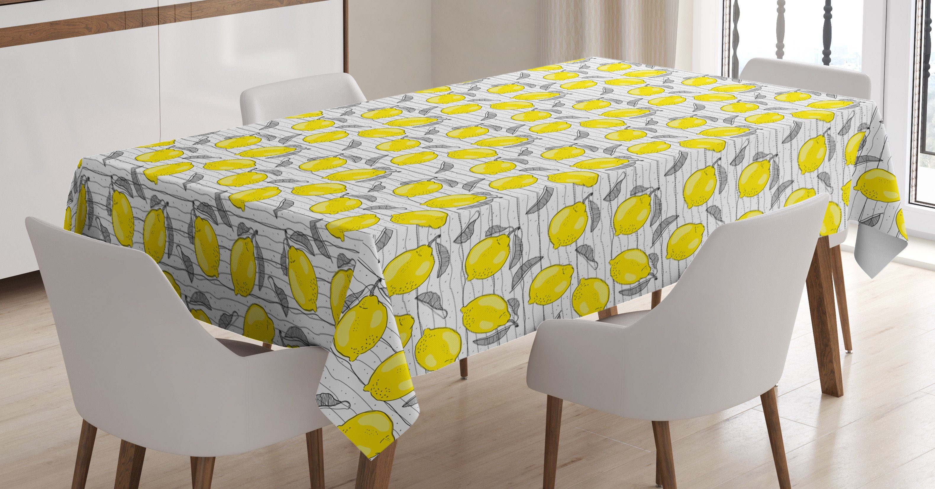 Skizziert den Außen Farben, Lemon Bereich Zitronen Farbfest geeignet Klare Für Waschbar Pattern Abakuhaus Tischdecke
