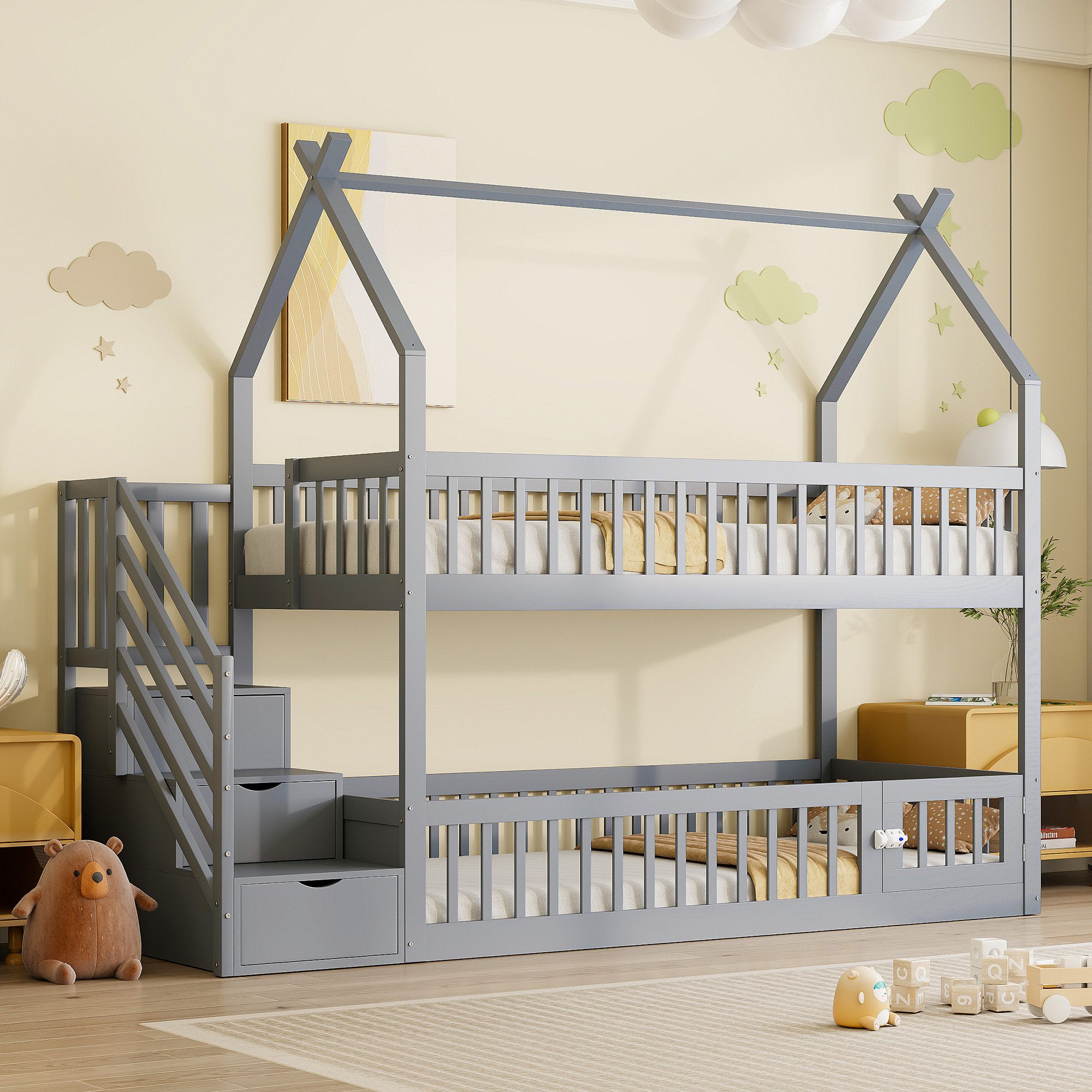 Merax Etagenbett (Hochbett Jugendbett Hausbett, 1-St), günstig online kaufen