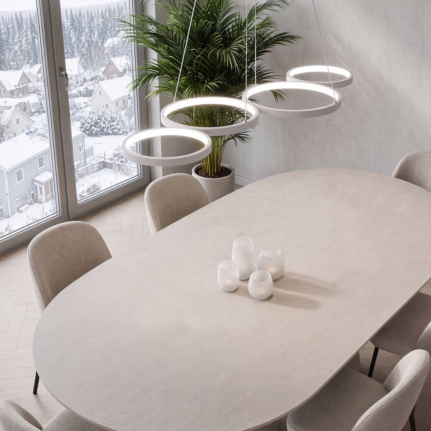 oyajia LED Pendelleuchte 30W LED Pendelleuchte 88cm, Dimmbar Hängelampe Esstisch Küchenlampe, LED fest integriert, Warmweiß, Naturweiß, Kaltweiß, 3000K-6500K mi – Bild 5 von 5