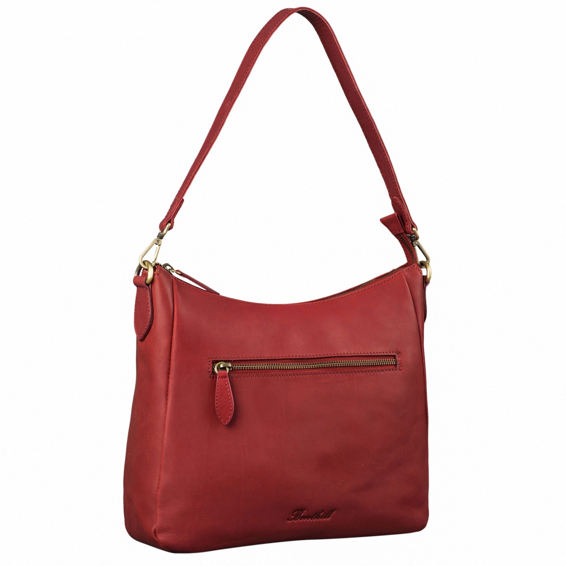 Benthill Handtasche Damen Echt Leder Umhängetasche Schultertasche Ledertasche Vintage Bag, Reißverschlussfach