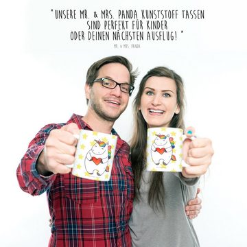 Mr. & Mrs. Panda Kinderbecher Einhorn Herz - Weiß - Geschenk, Freundin, Einhorn Deko, Kinder Tasse, Kunststoff, Mikrowellenbeständig