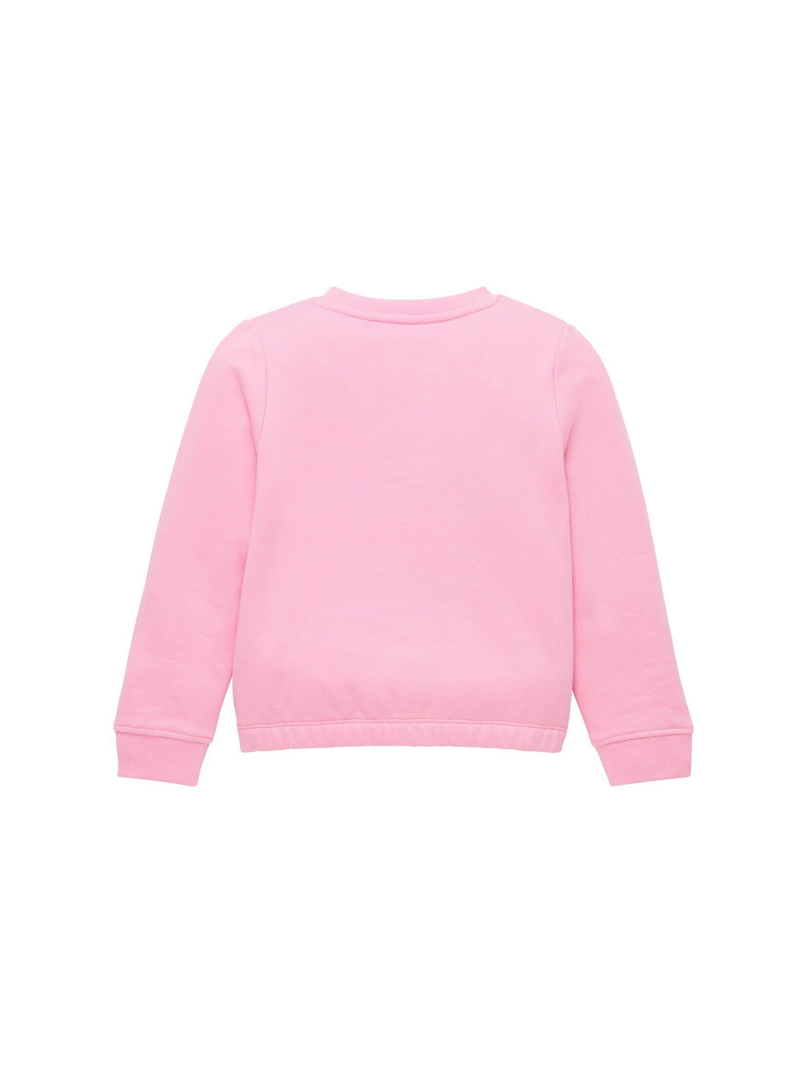 Sweatjacke Artwork Sweatshirt TOM fresh TAILOR mit pink