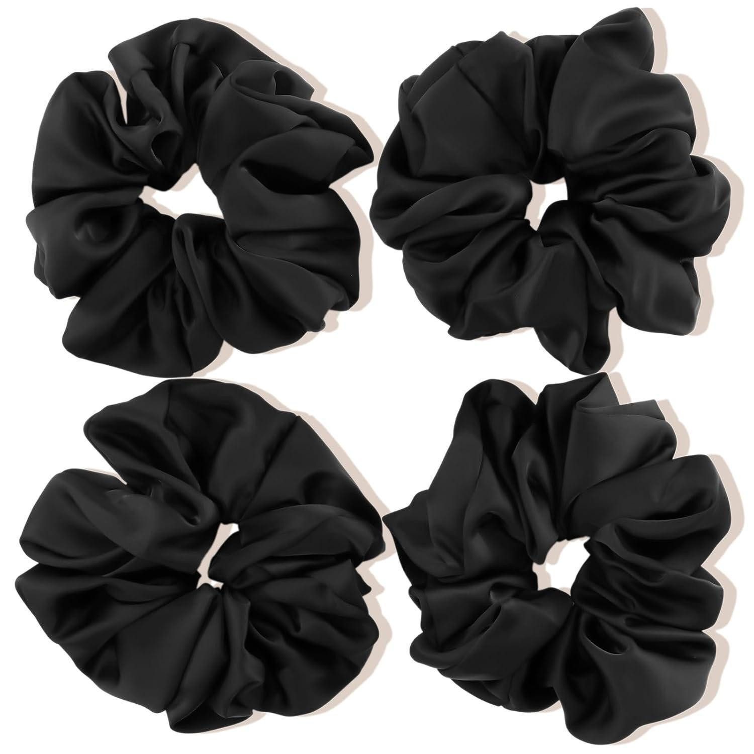 Haargummi (4 Stück) Große Seide Scrunchies Satin Damen Haargummis 4 Farben