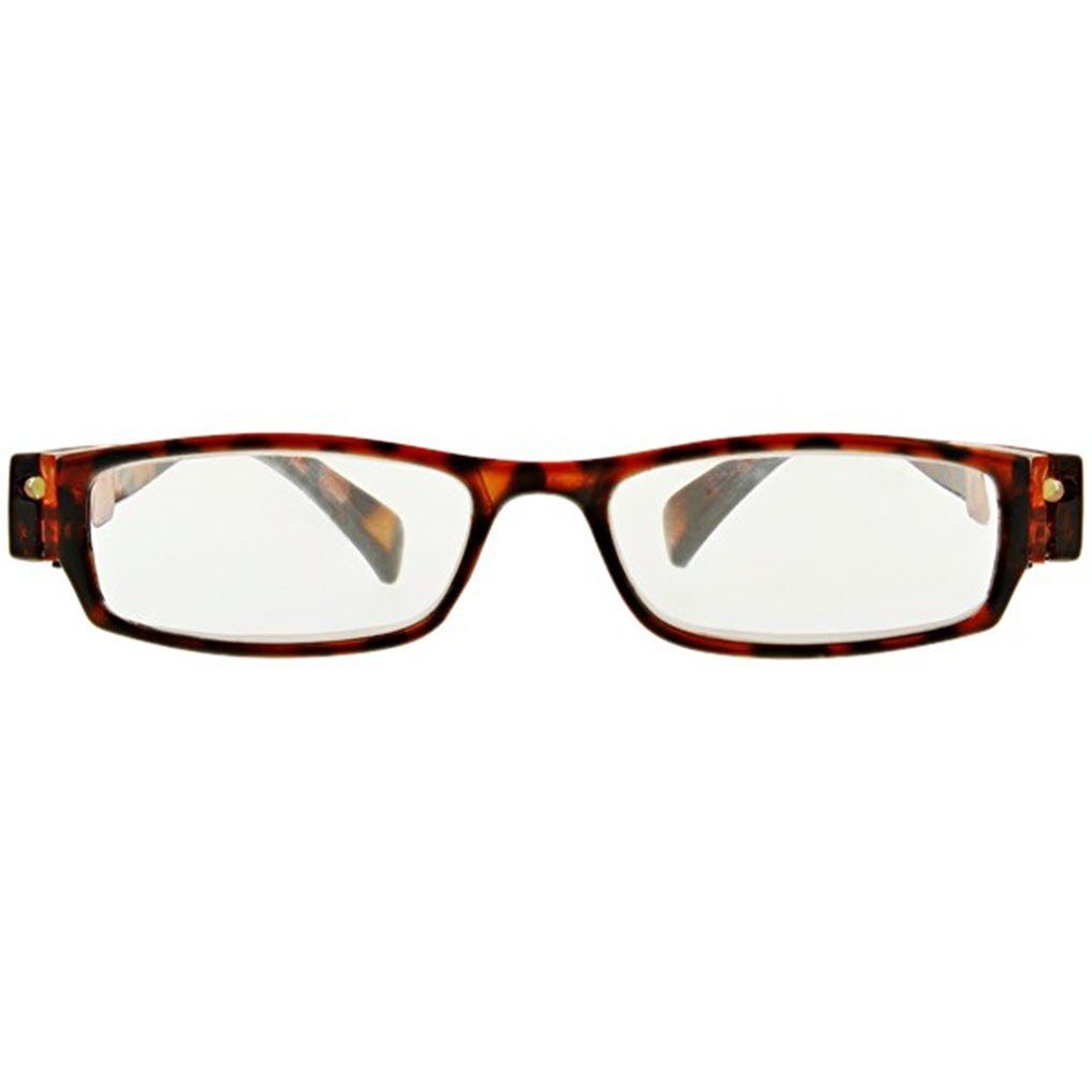 Spectrum Lesebrille Edle Lesebrille mit Hülle + 2,0 Dioptrin LED Licht 1 bräunlich