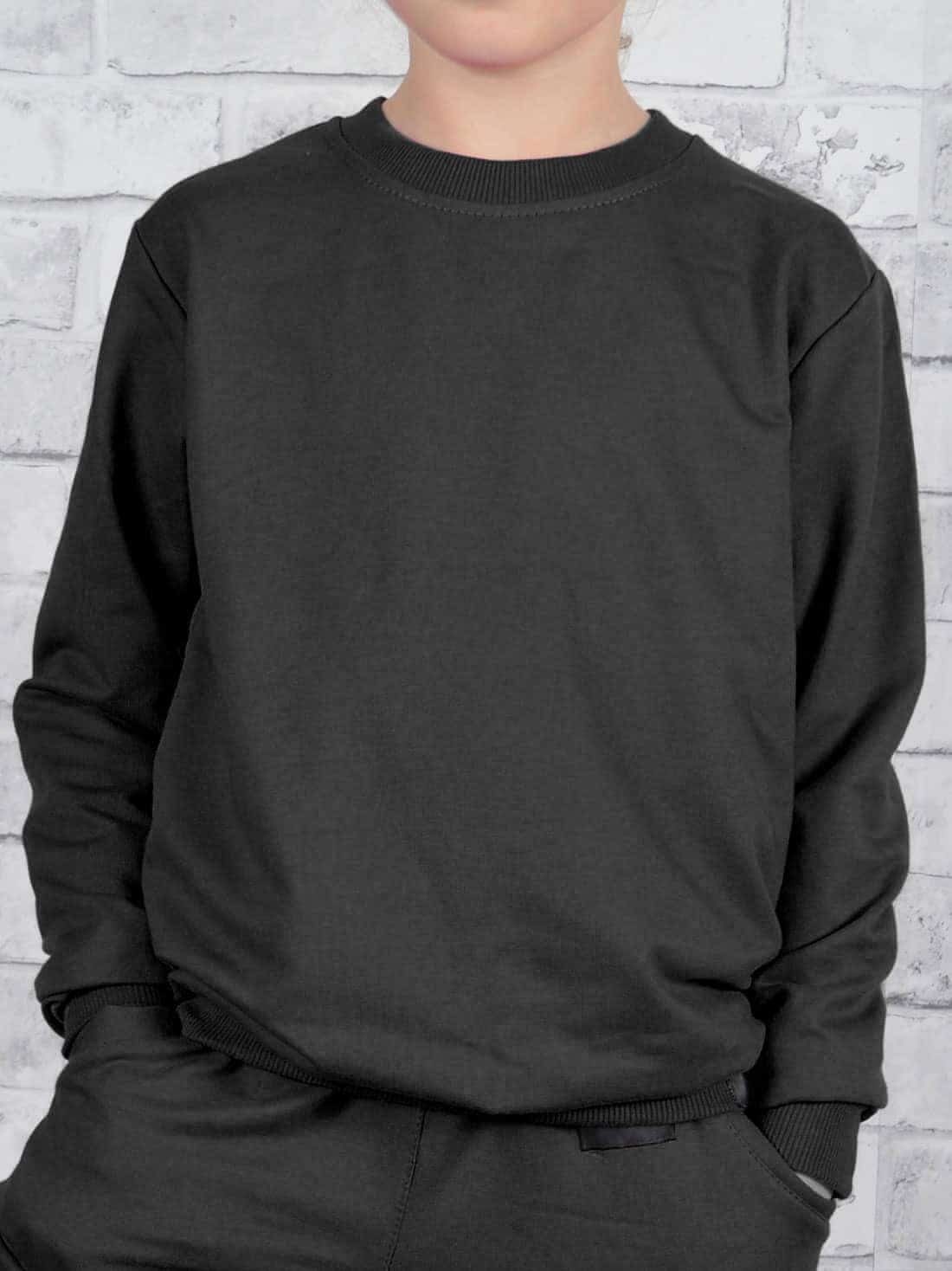 KMISSO Sweatshirt Mädchen Sweatshirt tollen Bund mit Schwarz Farben (1-tlg) elastischem in