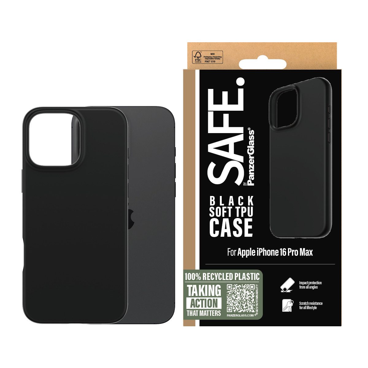 SAFE by PanzerGlass Handyhülle Soft TPU Case für Apple iPhone 16 Pro Max, Backcover, Schutzhülle, Handyschutzhülle, Case, Schutzcase, stoßfest