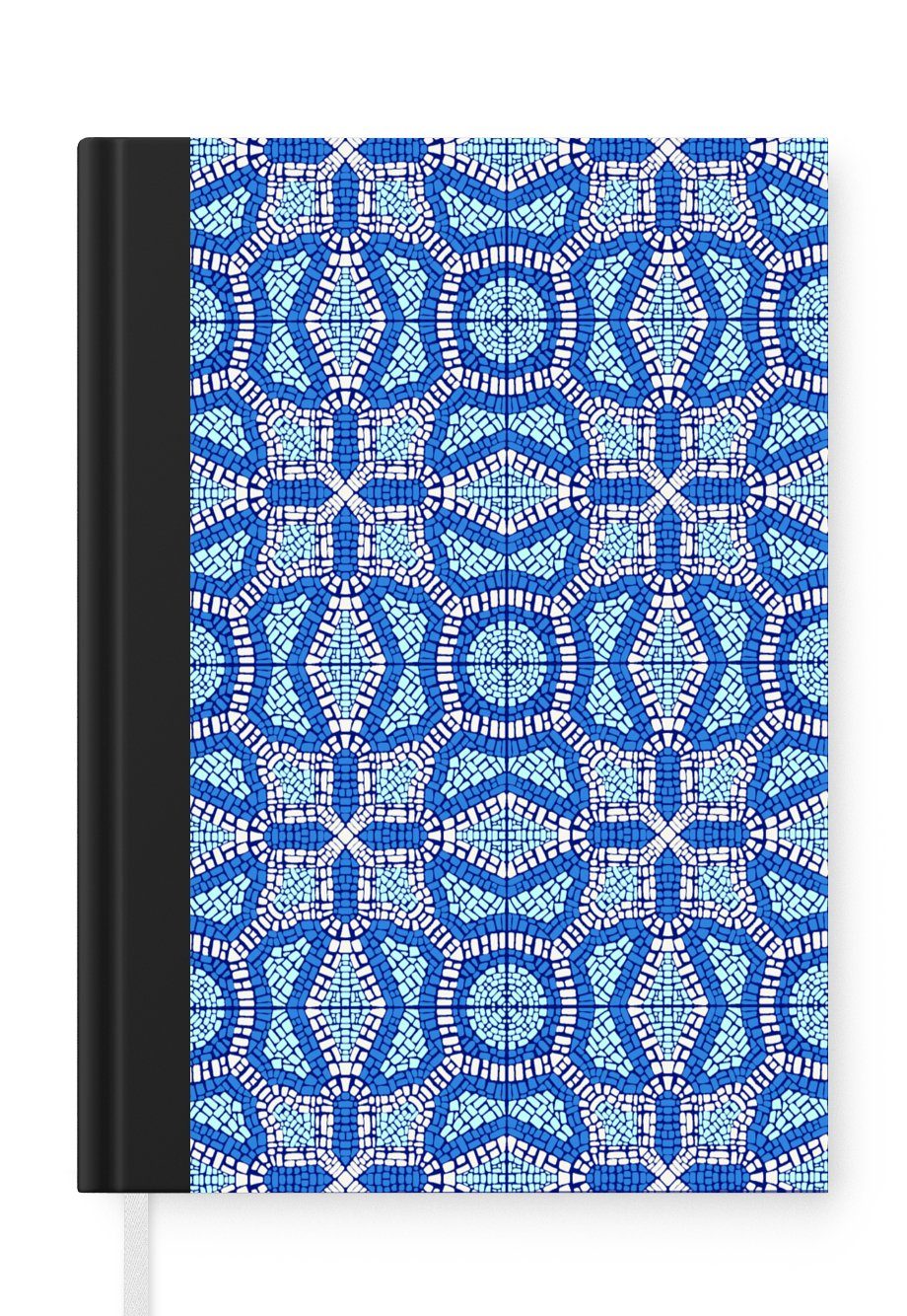 MuchoWow Notizbuch Mosaik - Blau - Design, Journal, Merkzettel, Tagebuch, Notizheft, A5, 98 Seiten, Haushaltsbuch