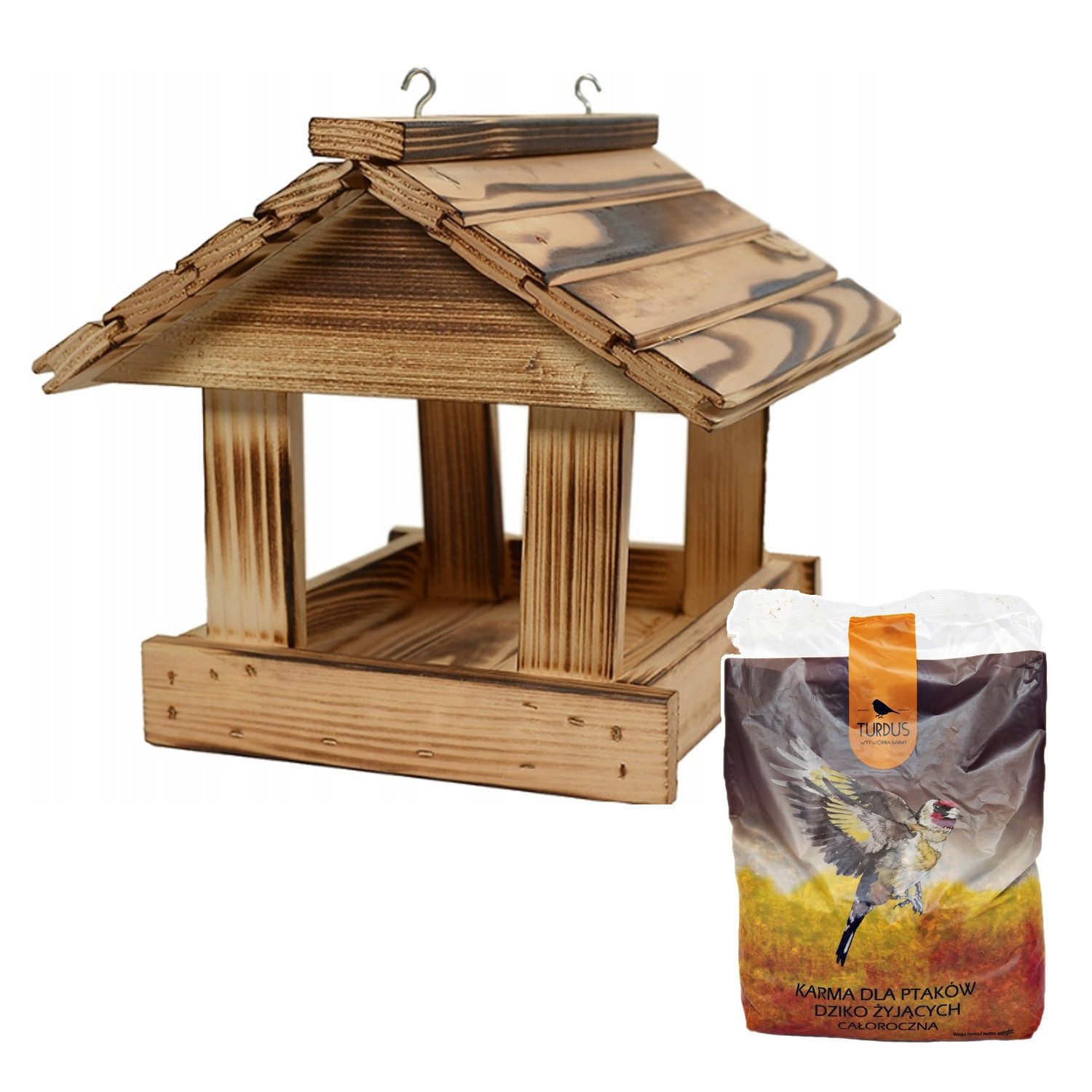 WOODOK Vogelhaus, Fichtenholz, gebrannt, starke Haken