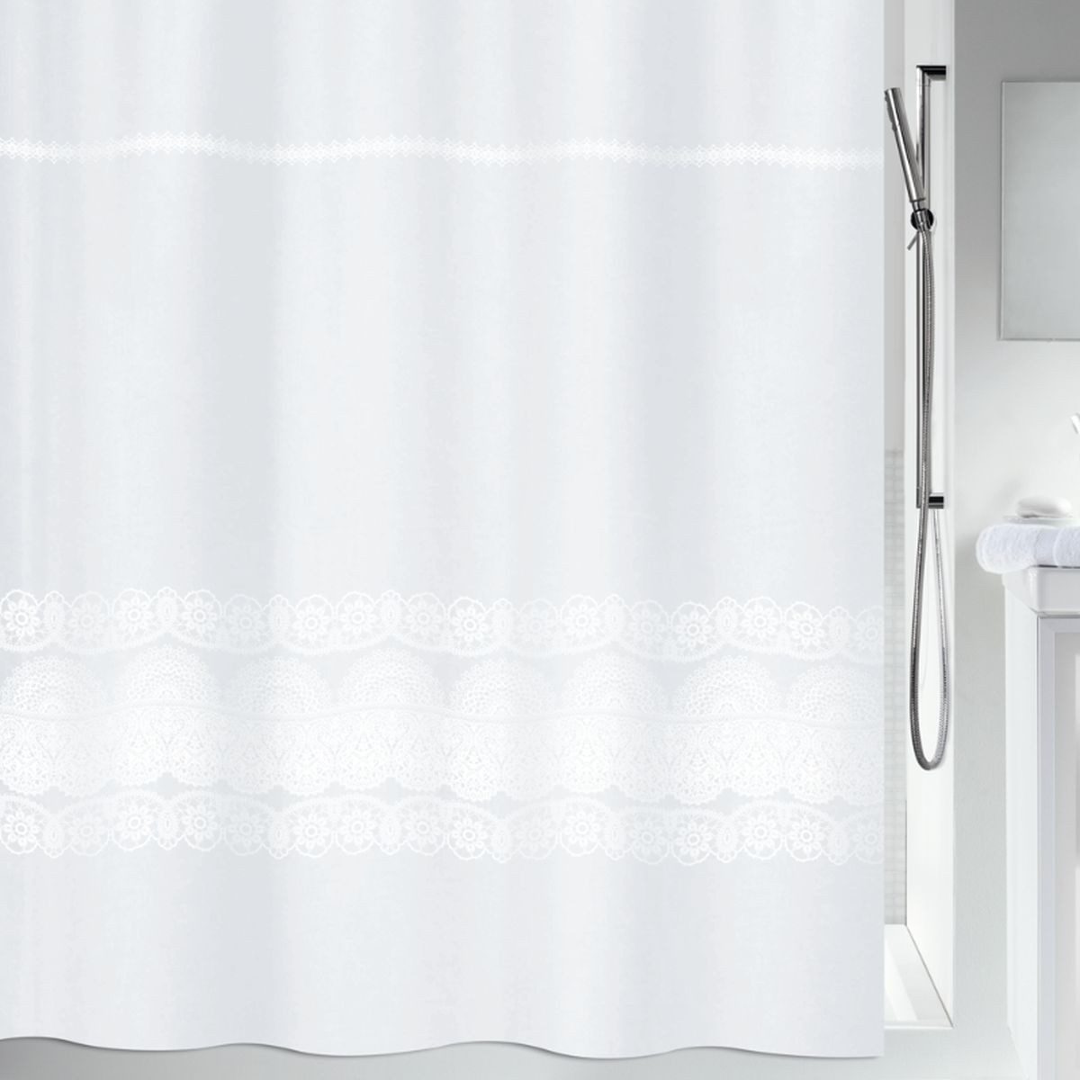 spirella Duschvorhang Spirella Anti-Schimmel Duschvorhang - Anti-Bakteriell, waschbar Breite 180 cm, Anti-Schimmel Textil-Duschvorhang, Polyester, 180x180 cm, waschbar