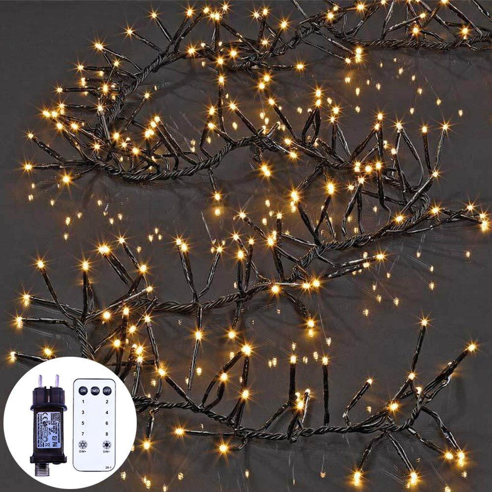 XIIW LED Gartenleuchte »1000 LEDs Büschel Cluster Lichterkette Außen  Wasserdicht Beleuchtung«, 20m für Garten Weihnachtsbaum Büsche Balkon  Terrasse Zimmer