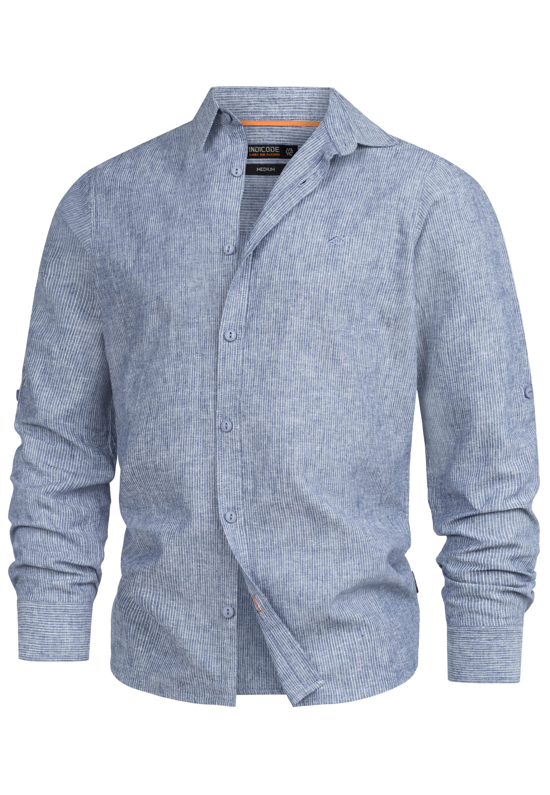 Indicode Langarmhemd Herren INTheon Herrenhemd Langarm mit Button-Down-Krag günstig online kaufen