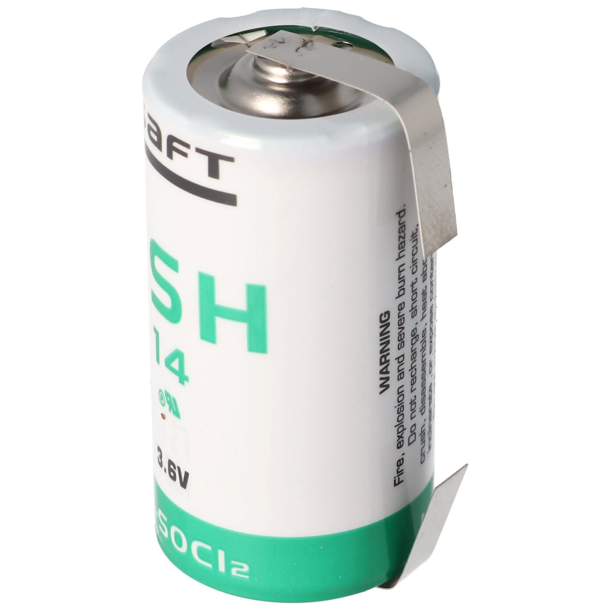 Saft SAFT LSH 14 Lithium Batterie 3.6V Primary mit Lötfahne U-Form Batterie, (3,7 V)