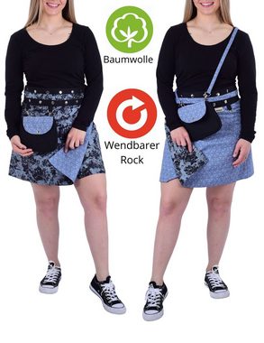 Sunsa Minirock Damenrock Minirock Sommerrock Wickelrock aus Baumwolle 2 Designs in 1 Wendbarer Rock, 2 Optische Designs in 1