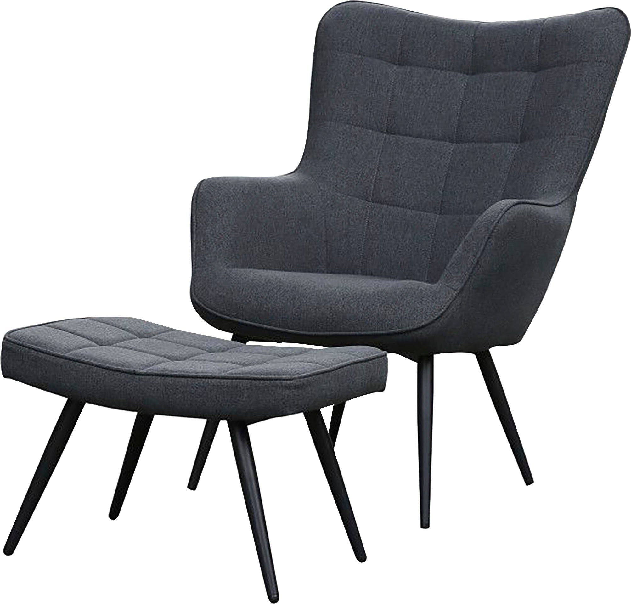 Sessel oder schwarz Hocker, Cord, wahlweise oder ohne mit schwarz | in Webstoff (1-St), Samt byLIVING Uta