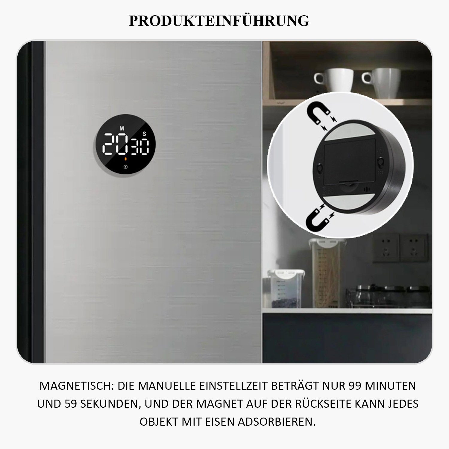 Rotierender MAGICSHE Küchentimer LED-Timer, Lernen Magnetisch Backen, für