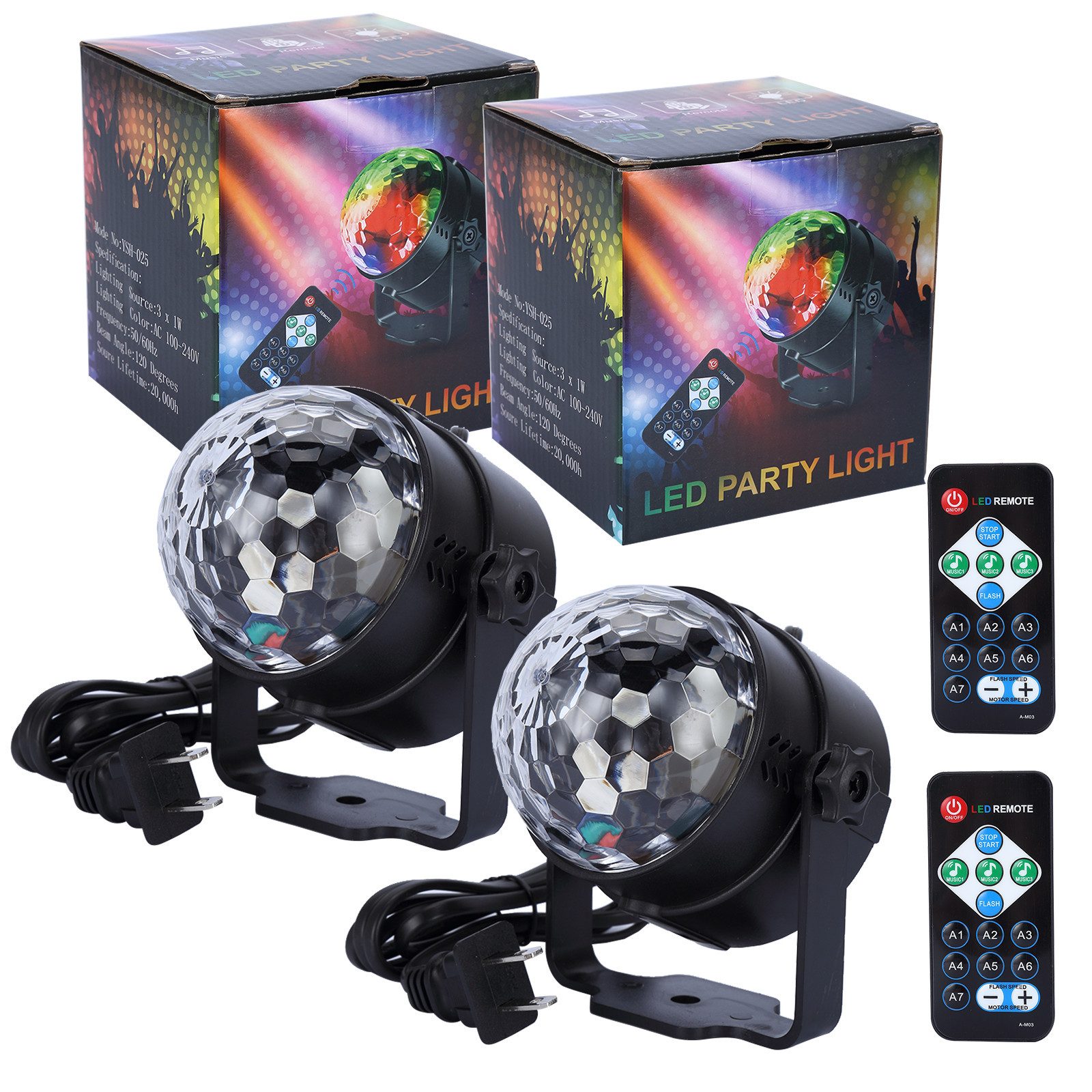 GarveeMore LED Discolicht Disco Partylicht mit Doppelfernbedienung & Soundsteuerung