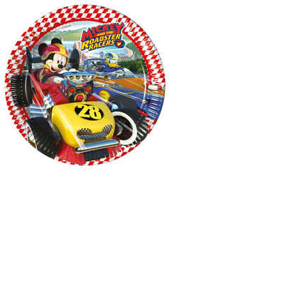 Disney Mickey Mouse Pappteller Mickey Roadster - 8 Pappteller 23cm Kindergeburtstag, (8 St)