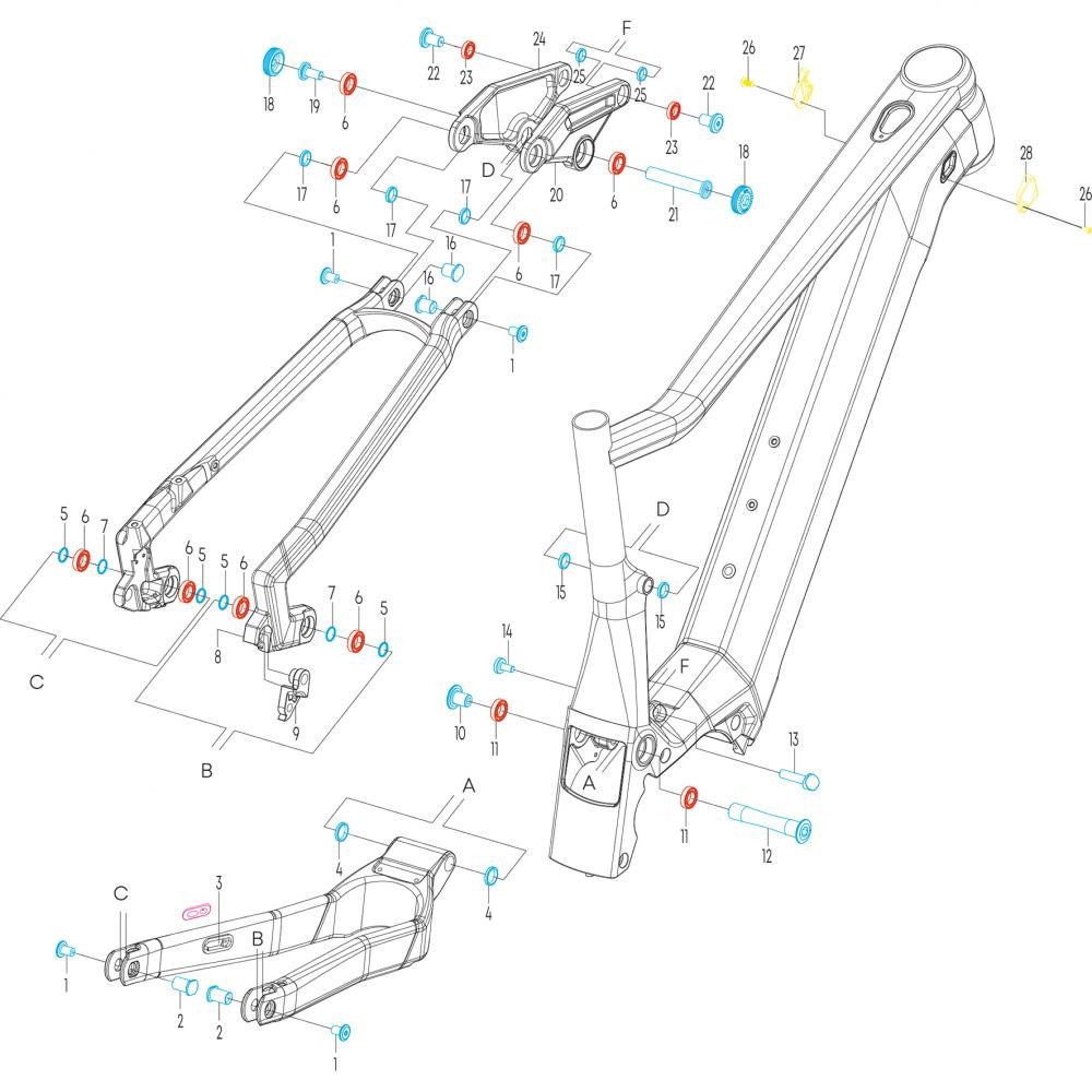Centurion Dämpfer Centurion Bolzenkit für No Pogo F Größe Standard - komplette Befestigu