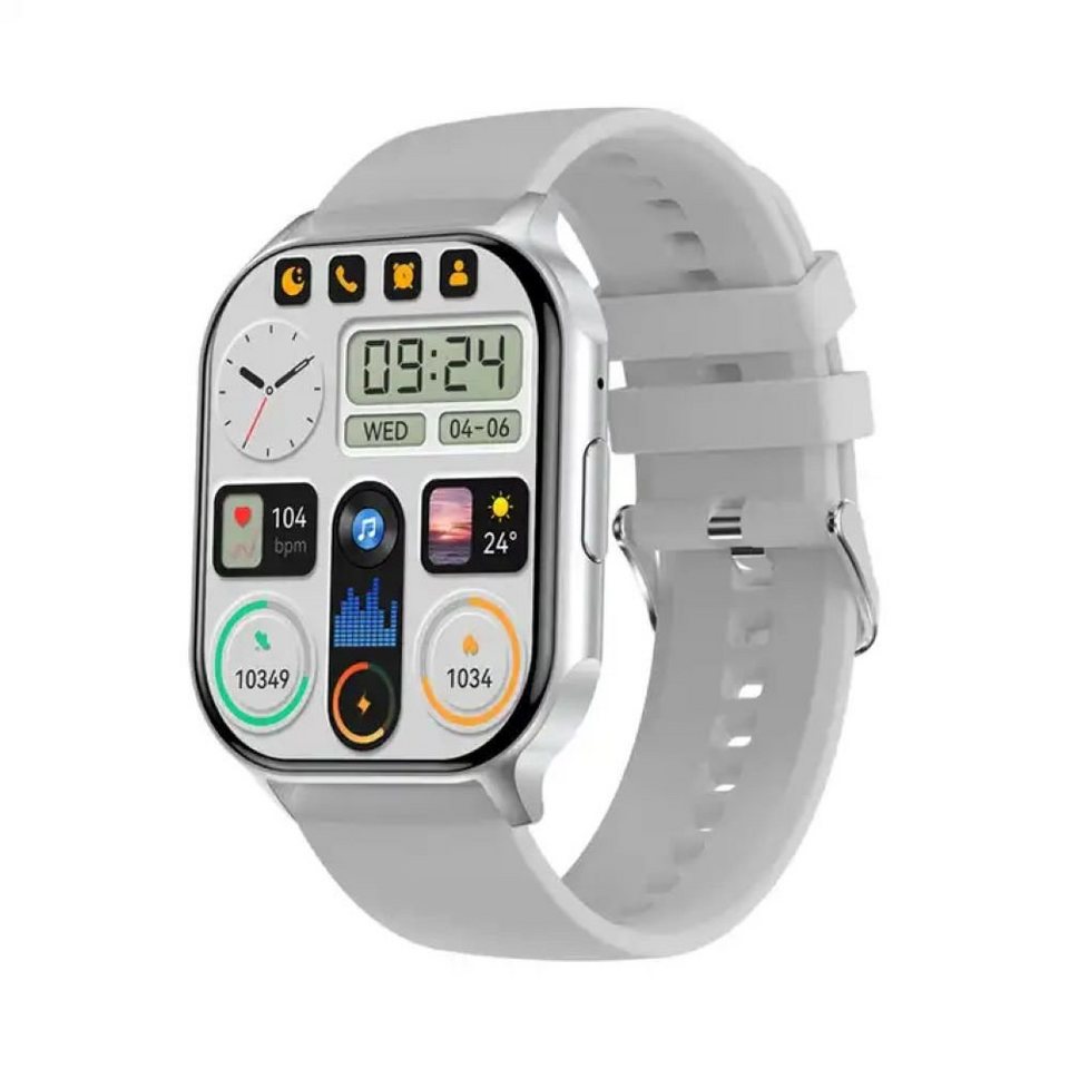Tidy HK26 BIG quadratische Form AMOLED Touchscreen 2,5 D Glas Smartwatch  (2,04 Zoll), Fitness Tracker, Lautsprecher und Mikrofon ermöglichen das  direkte Telefonieren über die Uhr