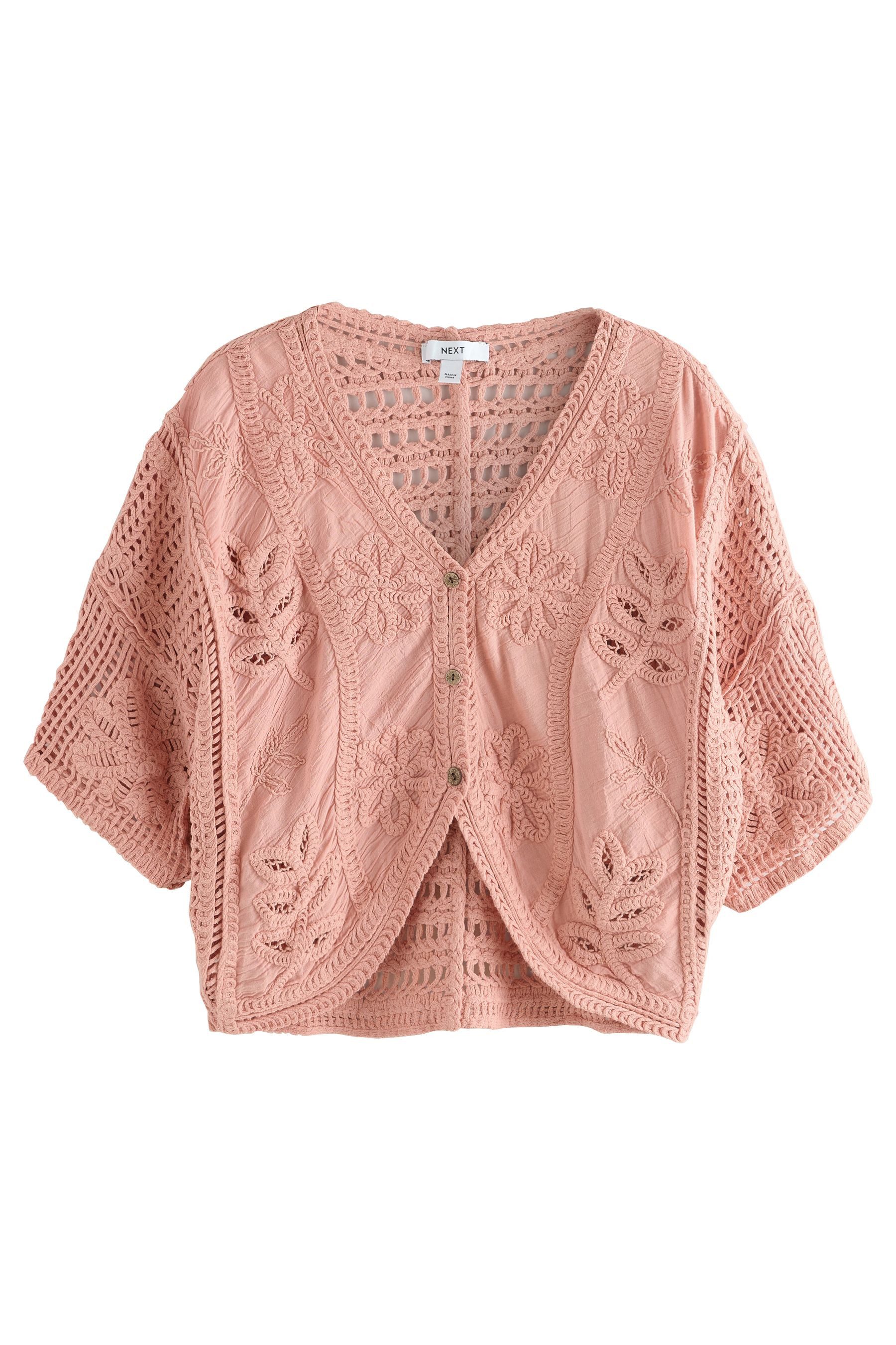 Next Strickjacke Gehäkelter Kurzarm-Cover-up (1-tlg) günstig online kaufen