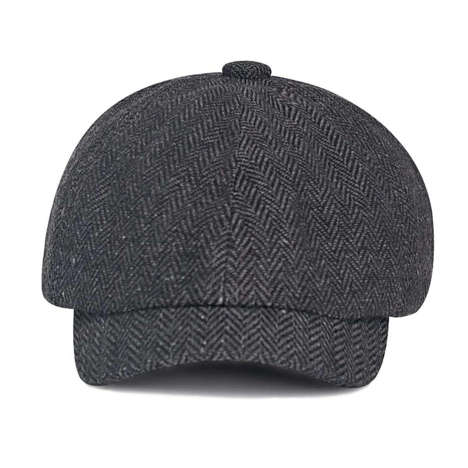 LuxusKollektion Schiebermütze Schiebermütze Herren Gatsby Newsboy Herringbone 55-58 Dunkelgrau
