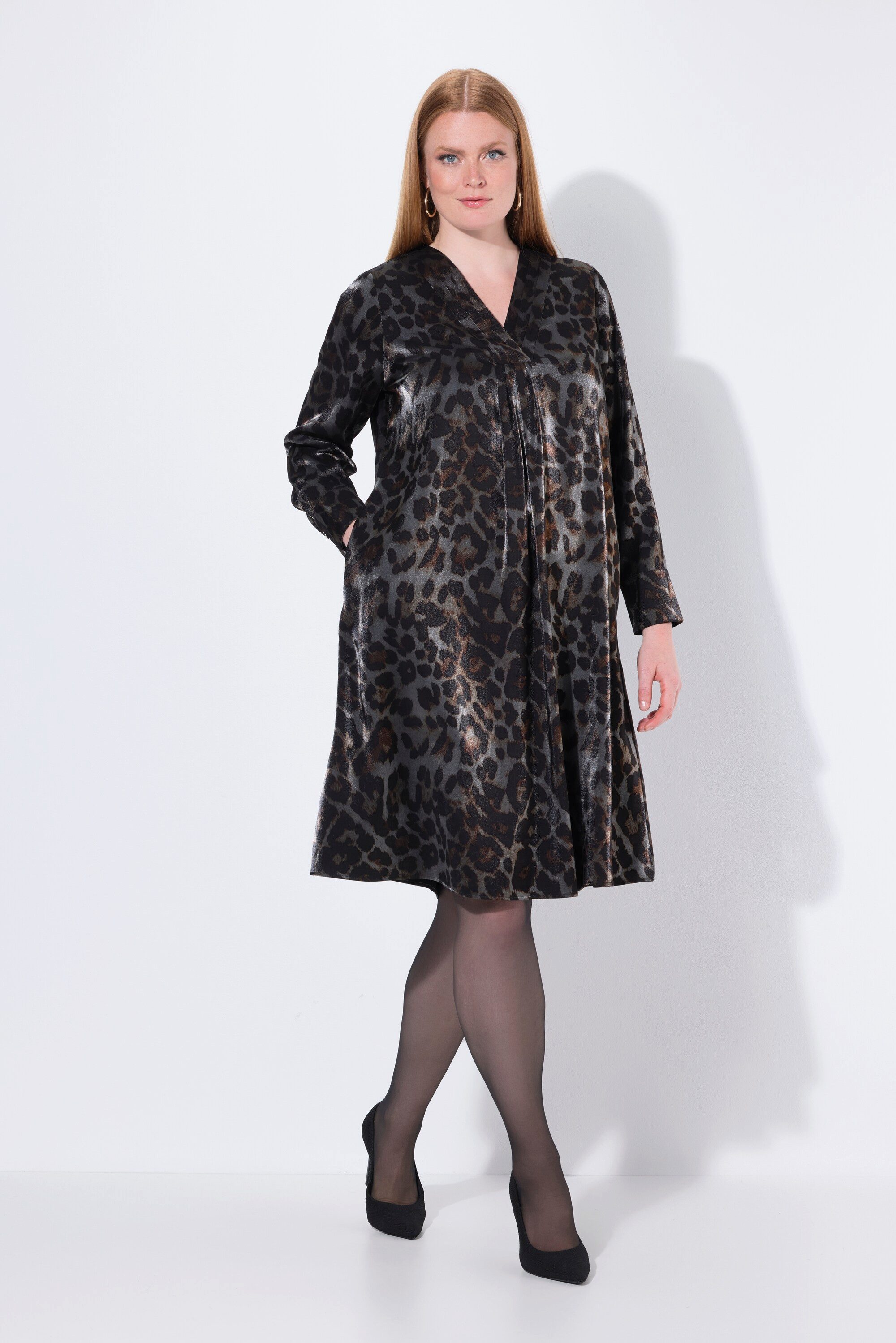 Ulla Popken Midikleid Midikleid Leo-Design A-Linie günstig online kaufen