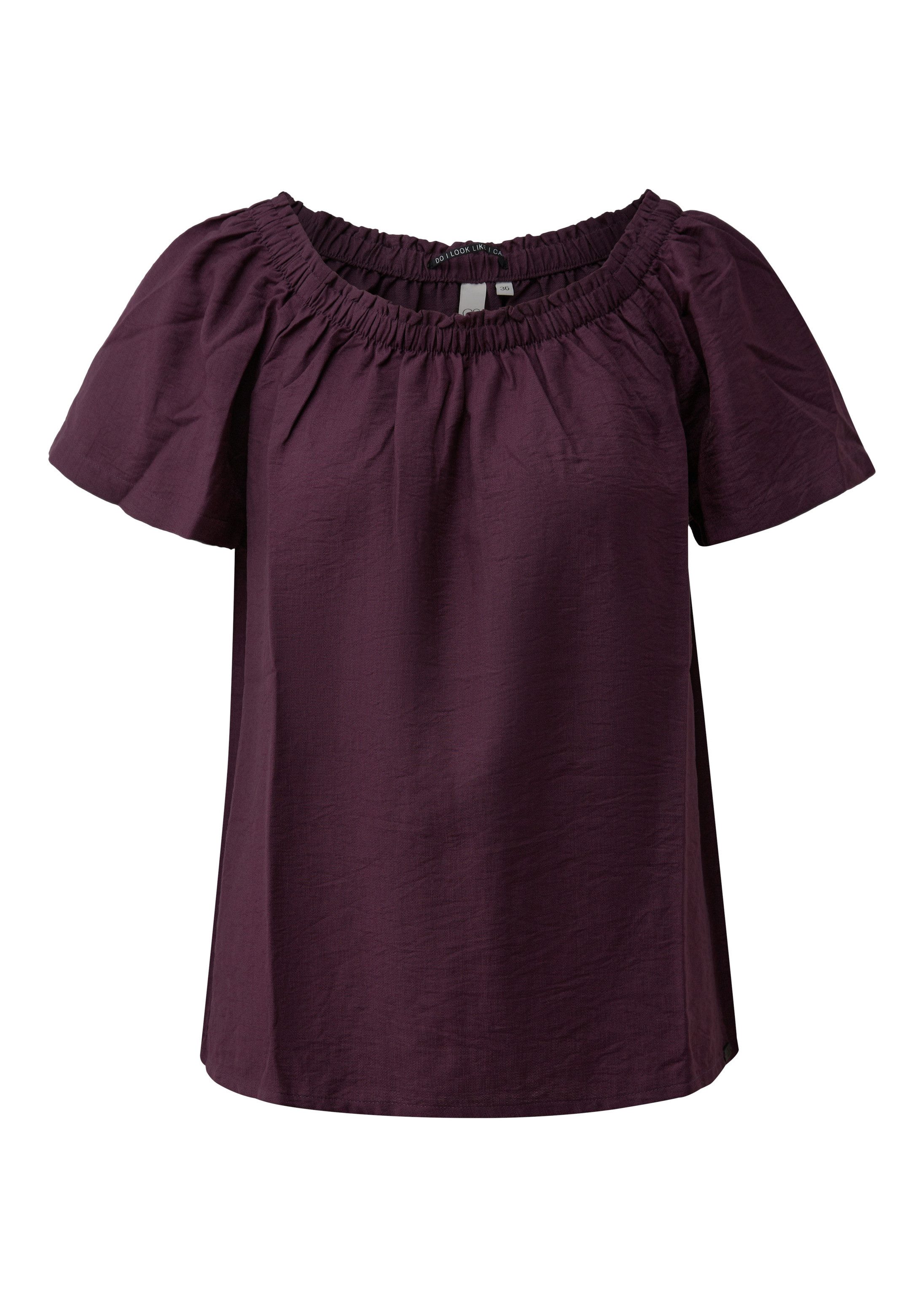 QS Kurzarmbluse Bluse Viskosemix-Bluse mit Carmenausschnitt
