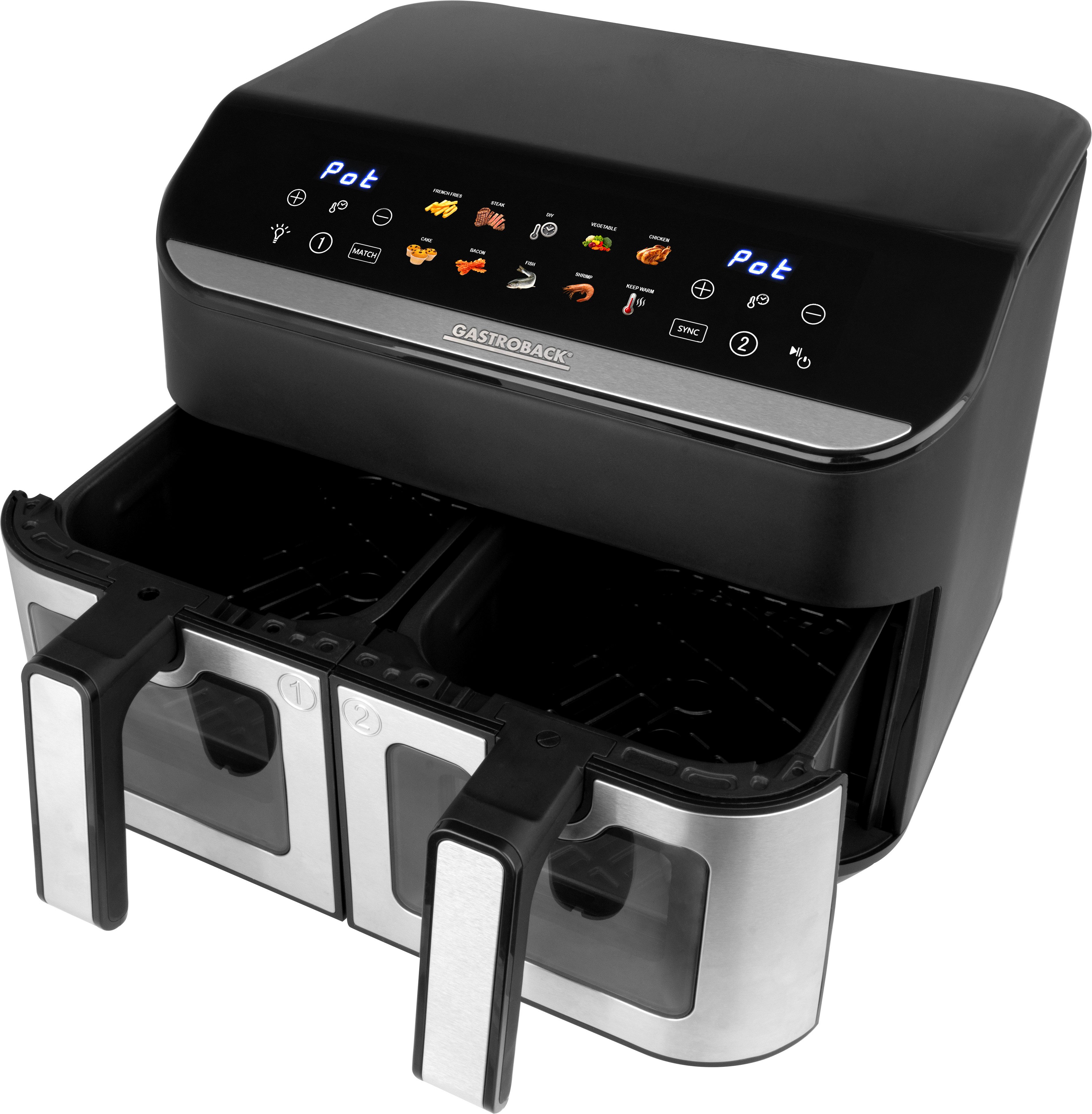 Gastroback Heißluftfritteuse 42586 Multi-Heissluftfritteuse Duo Family 9 L, 2900 W