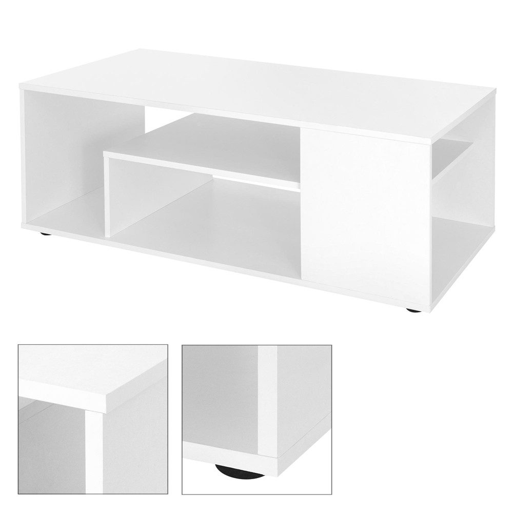 ML-DESIGN Couchtisch Geräumiger Wohnzimmertisch mit Stauraum Holz Beistelltisch, Sofatisch mit 4 Abstellflächen auf 3 Etagen, Kaffeetisch Holztisch