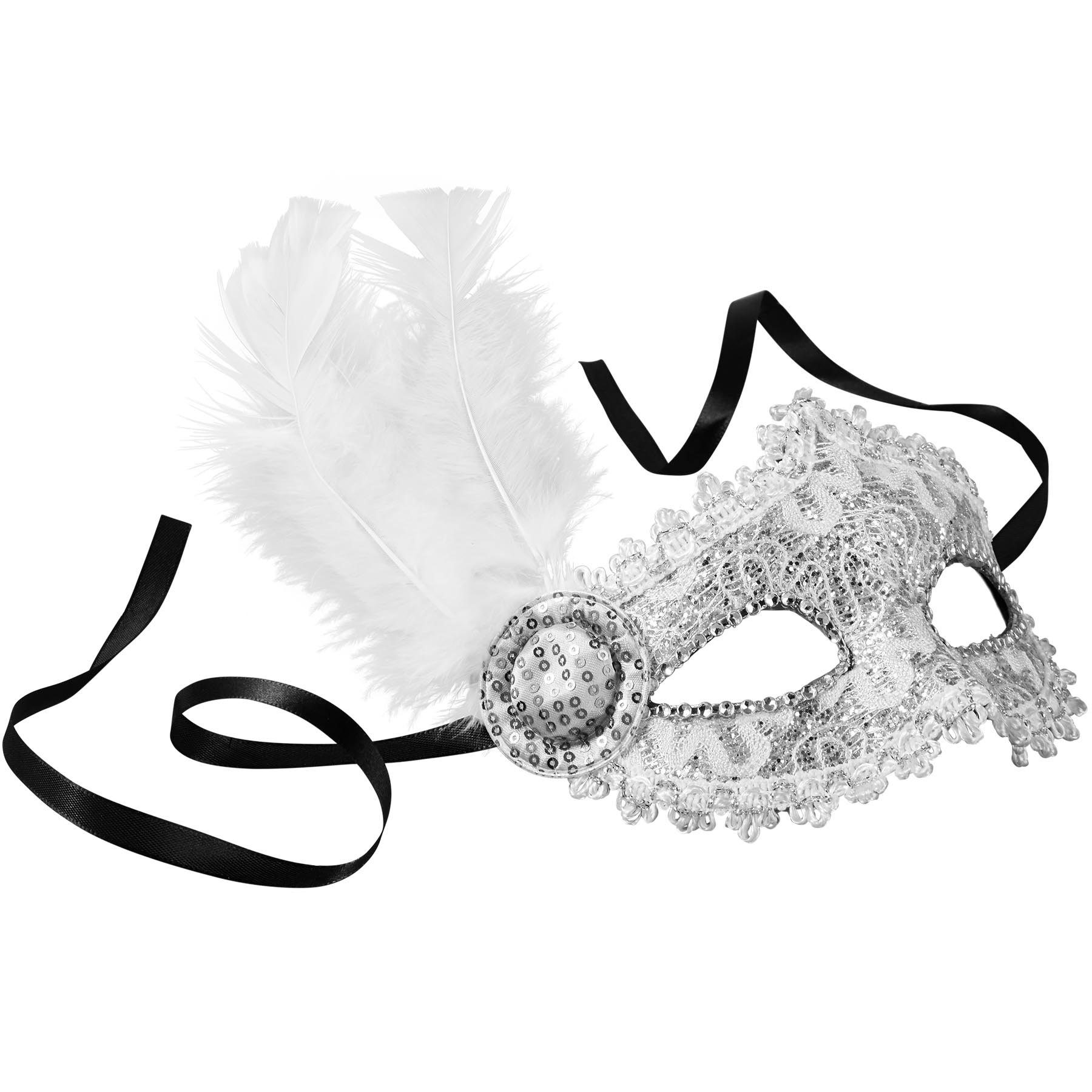 dressforfun Kostüm Venezianische Maske mit seitlicher Feder, Elegante Halbmaske in Einheitsgröße