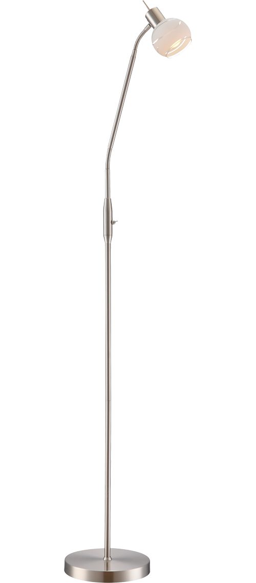 GLOBO LIGHTING Stehlampe ELLIOTT, Leuchtmittel wechselbar, Warmweiß, Stehleuchte Nickel, Glas satiniert/klarsichtig, Flexo, E14