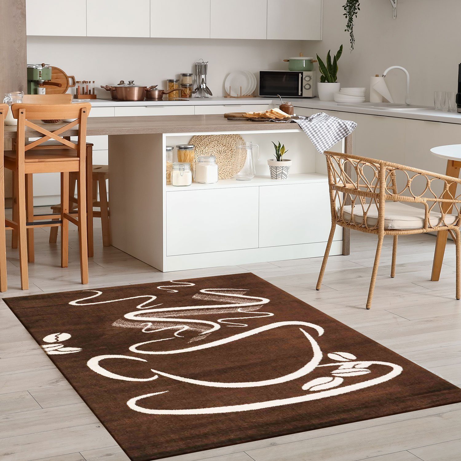 Vimoda Teppich Küchenteppich Braun Kaffee Teppich, günstig online kaufen