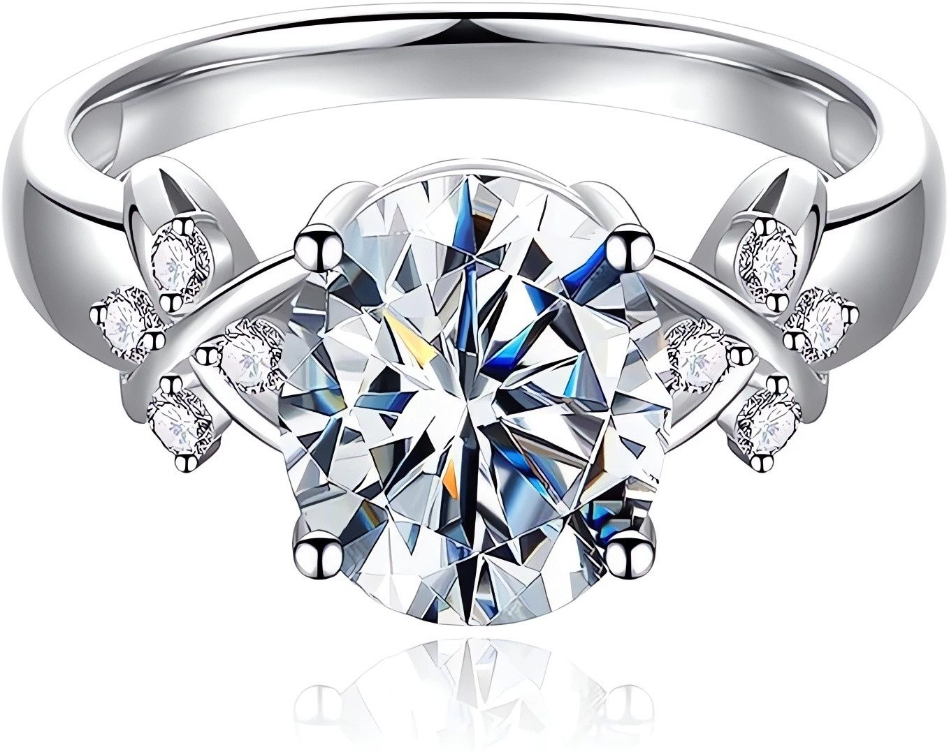 Jumpeak Diamantring Ring Gold Damen 585 Echtgold,Diamant Ring Damen,Lab Grown Diamant Ring, 2.79ct,E,VS1,2EX,IGI,Oval Ring in Krallenfassung,Geschenk Für Freundin