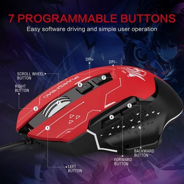 GTPLAYER X PUNISHING Series Gaming-Maus High-Performance mit Kabelgebundene Gaming-Maus (DPI-12800 RGB Beleuchtung Programmierbare Anime-Stil rot-schwarz)