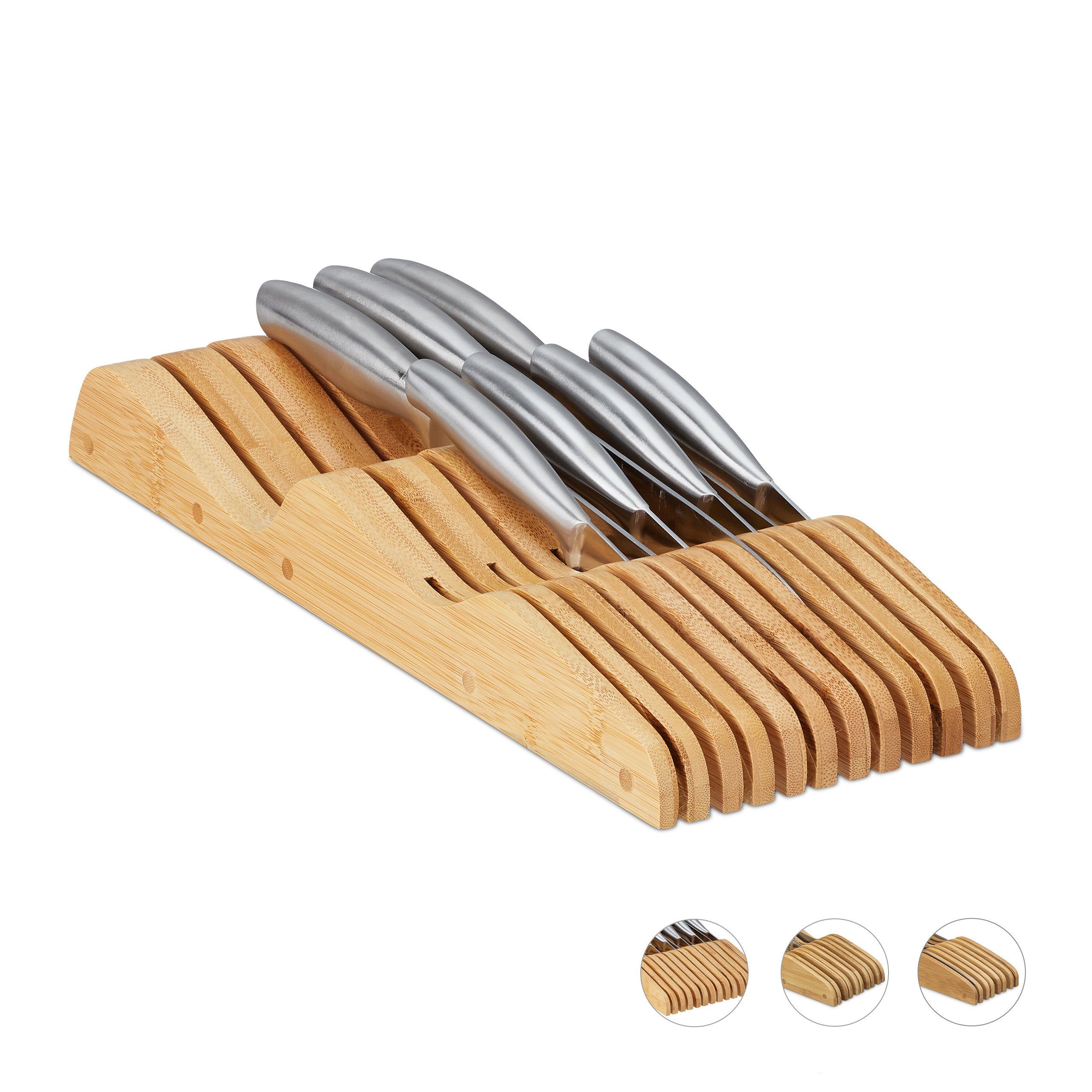 relaxdays Ножиblock Bambus für Schublade, XL