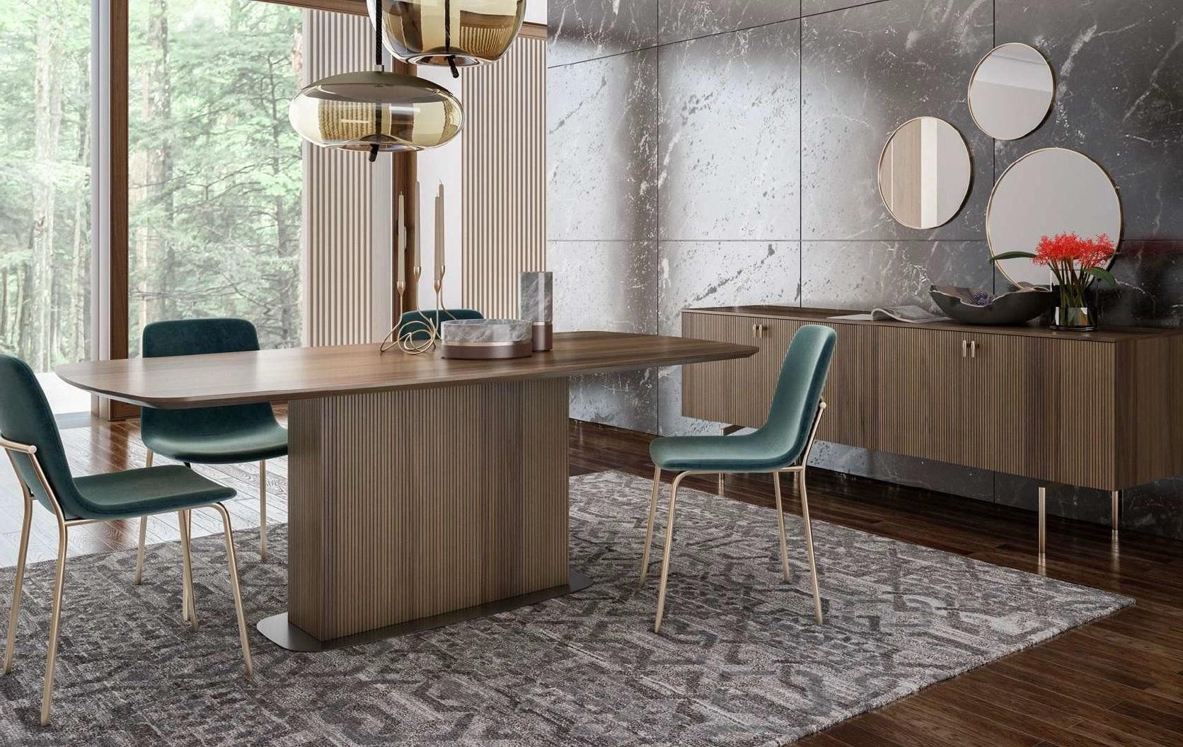 Esszimmer-Set Luxus Esstisch mit Stühlen und Sideboard in Holzoptik