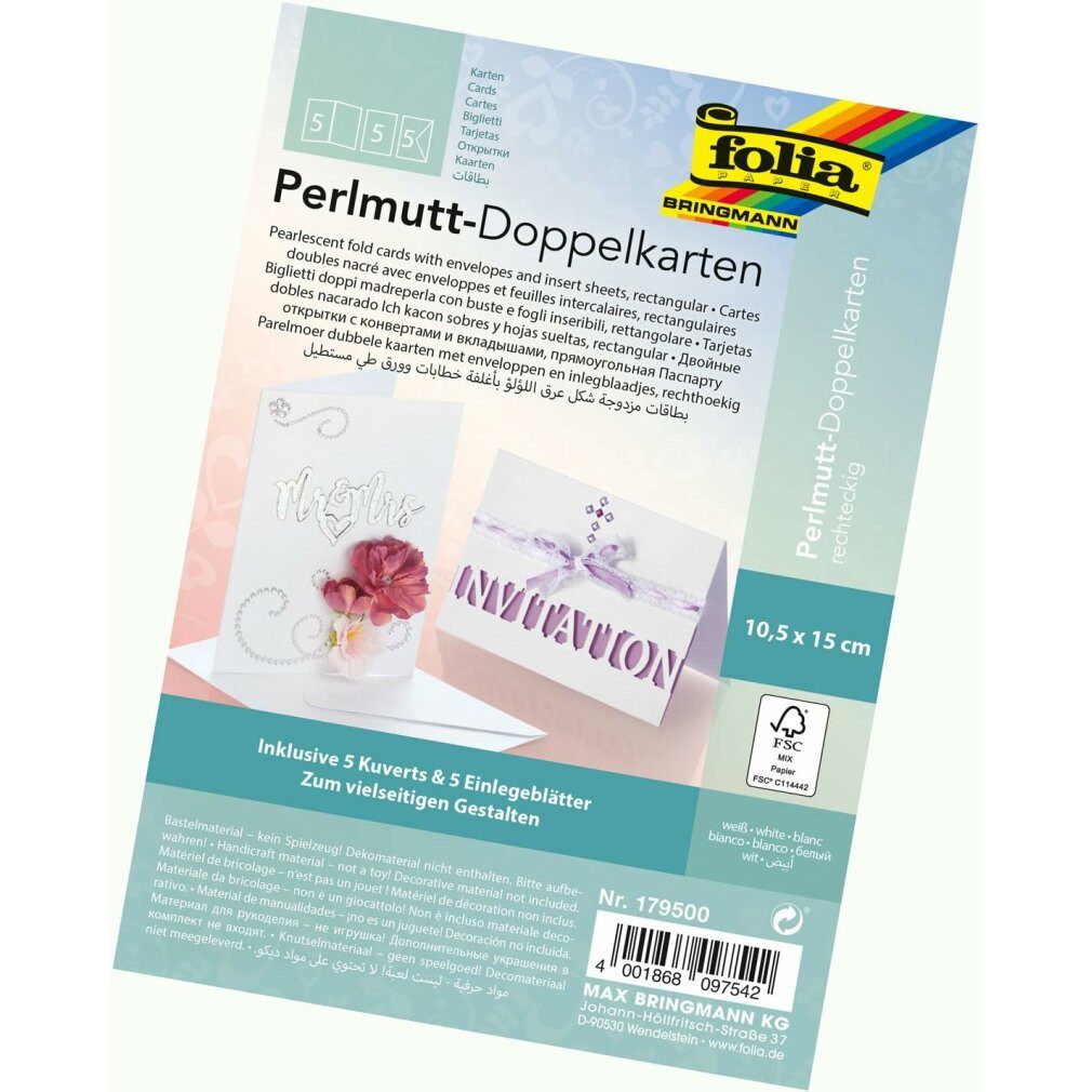 Grußkarte 10 Faltkarten mit Briefumschlägen pastell DIN A6 weiß