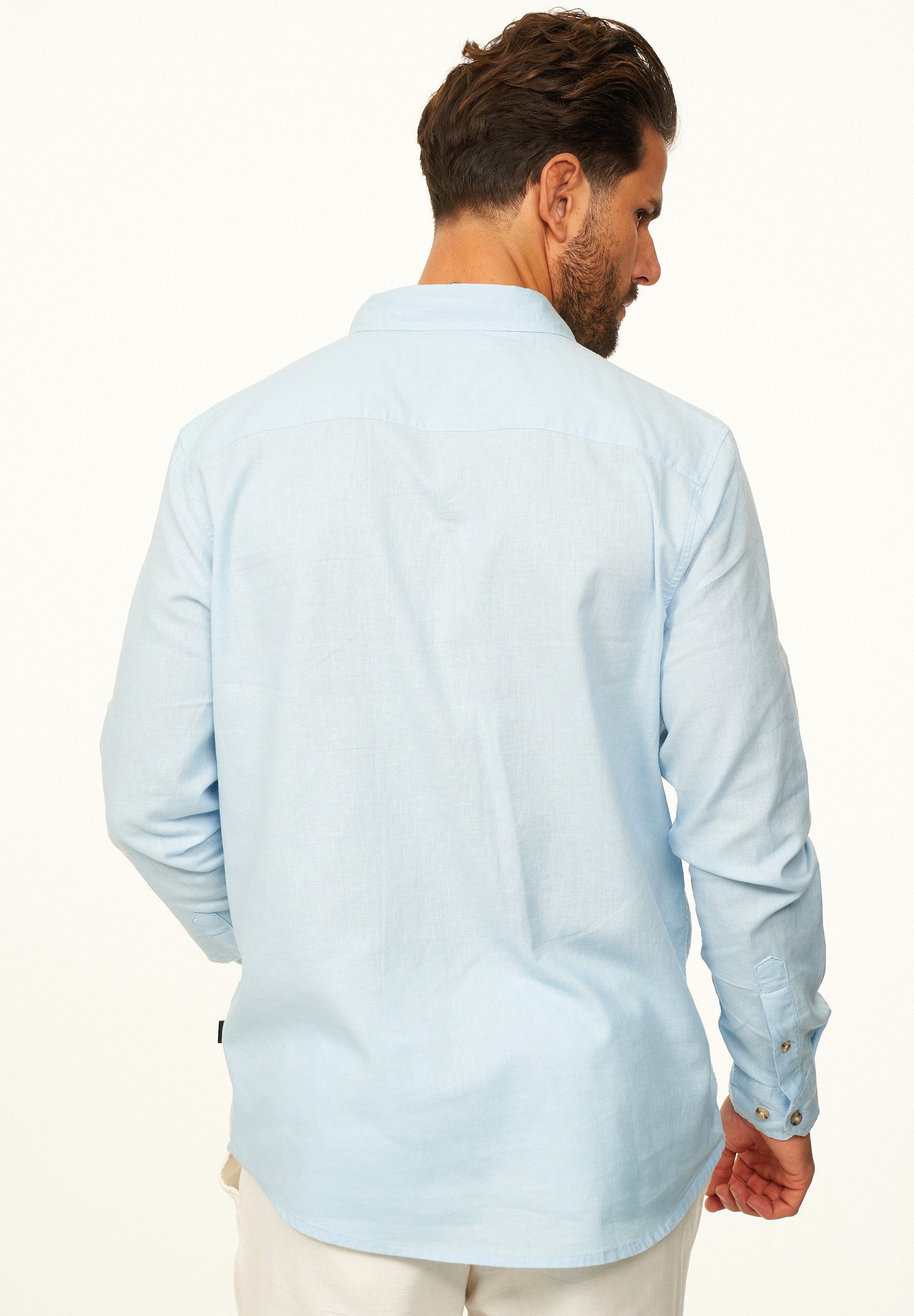 behype Langarmhemd aus Leinen im Regular-Fit Sommerhemd Herren Leinenhemd Freizeithemd mit Button-Down-Kragen – Bild 5 von 5