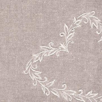 SCHÖNER LEBEN. Tischdecke Clayre & Eef Tischdecke bestickt Herz Ornamente grau weiß 150x250cm, bestickt