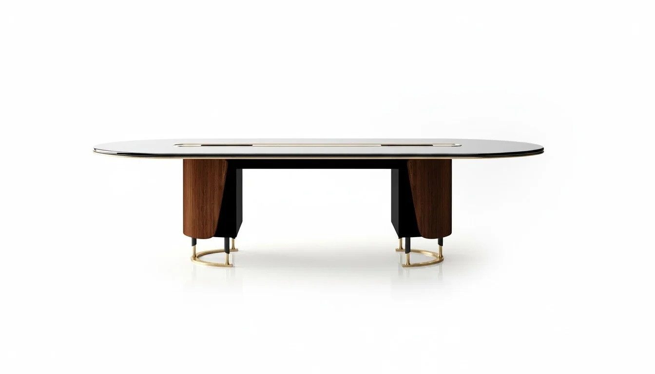 JVmoebel Konferenztisch Schwarzer Konferenztisch aus Holz modern und elegant