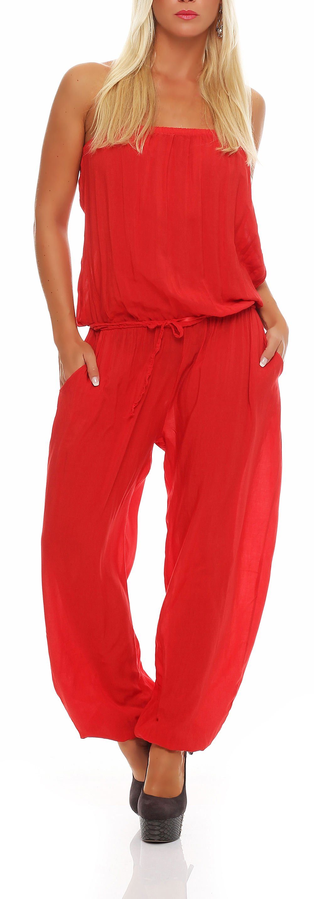 malito more than fashion Jumpsuit 4538 mit Bindeband Einheitsgröße rot