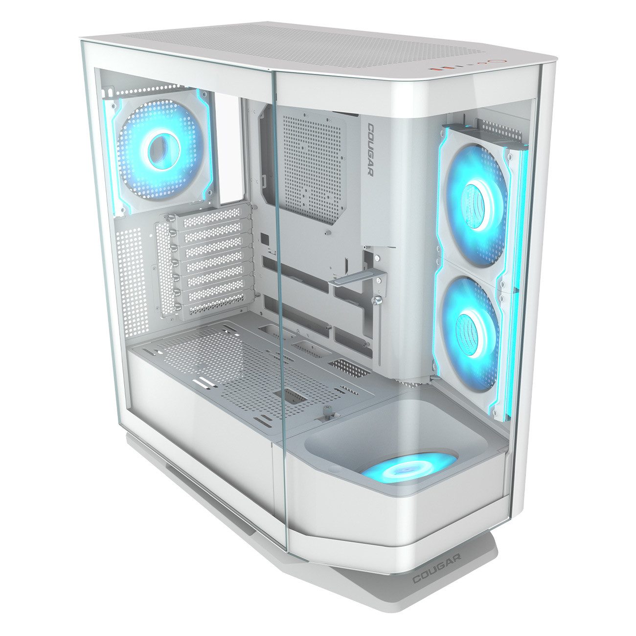 Cougar Gaming-Gehäuse FV270 WT, Midi-Tower, USB/Audio, 2x USB 3.0, 1x USB 3.2 Gen2 Type-C, ATX, weiß, 4 Lüfter vormontiert