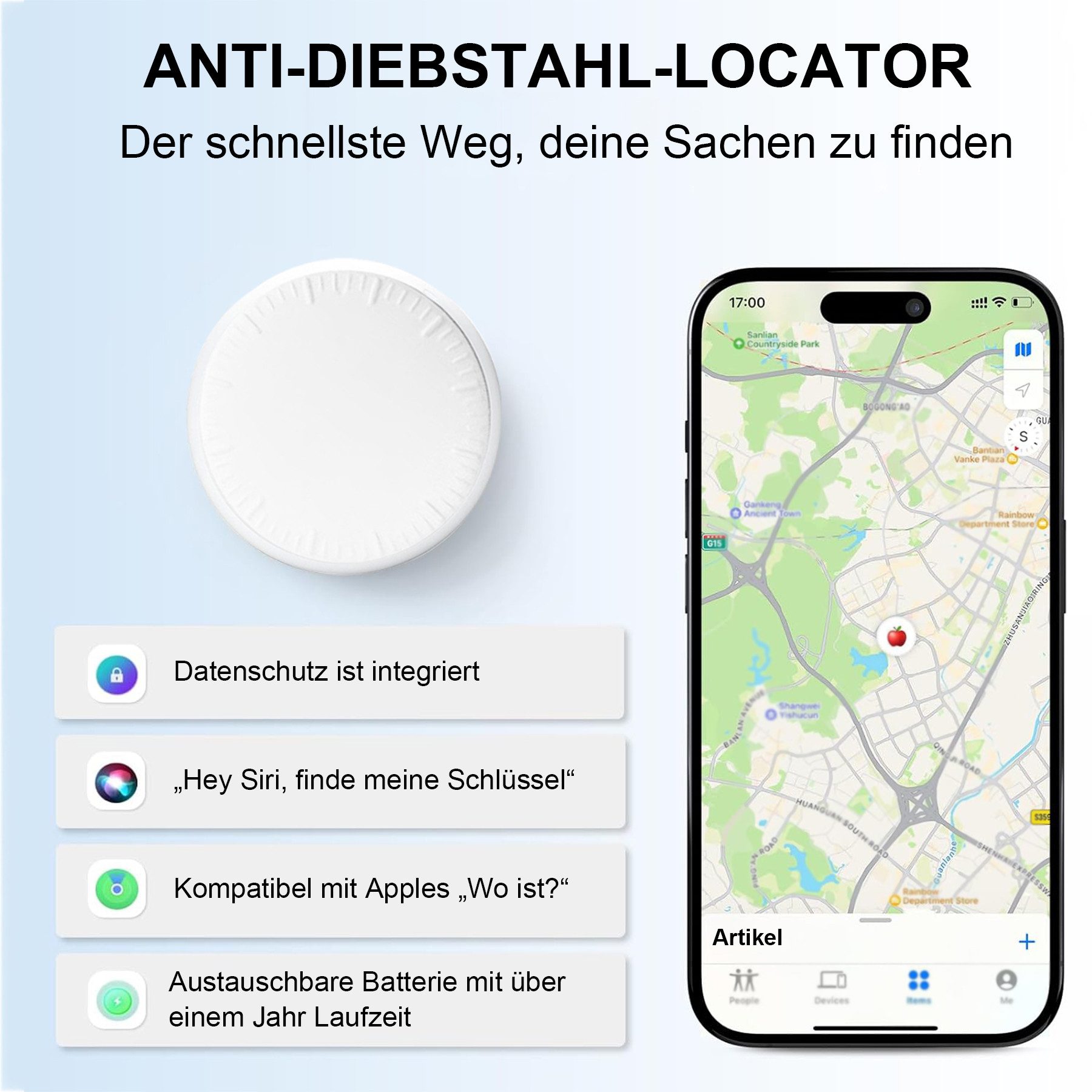 Senmudi 2 Stück Schlüsselfinder Key Finder GPS-Tracker (Kompatibel mit Apple, Smart Tracker für Schlüssel, Gepäck, Koffer)