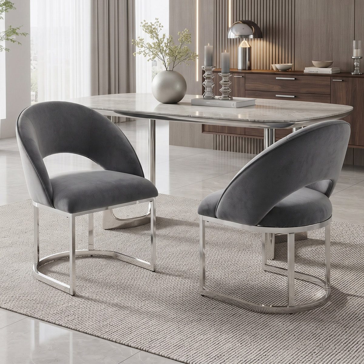 Odikalo Esszimmerstuhl Esszimmerstuhl-Set Polsterstuhl Esszimmer, Samtstoff (bequem und atmungsaktiv, geeignet für Restaurants, Wohnzimmer, Cafés und andere Orte, moderner Stil)
