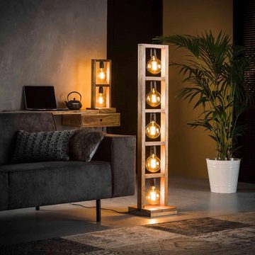 Liadomo Stehlampe Cuya, ohne Leuchtmittel, Industrial-Style, aus Akazienholz, Wohnzimmer, 5 x E27