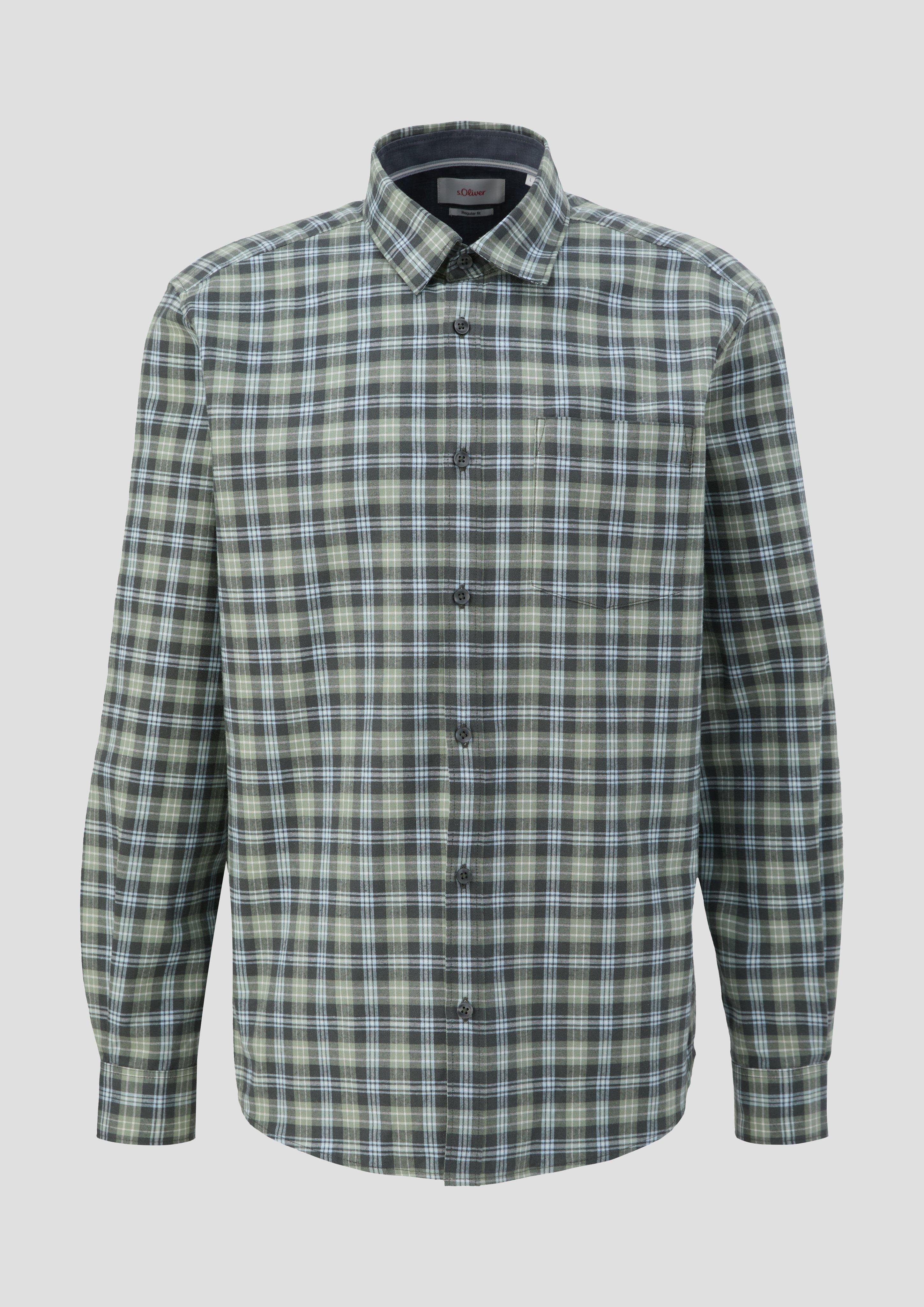 olivgrün Baumwolle aus Langarmhemd Regular: s.Oliver Tape Hemd