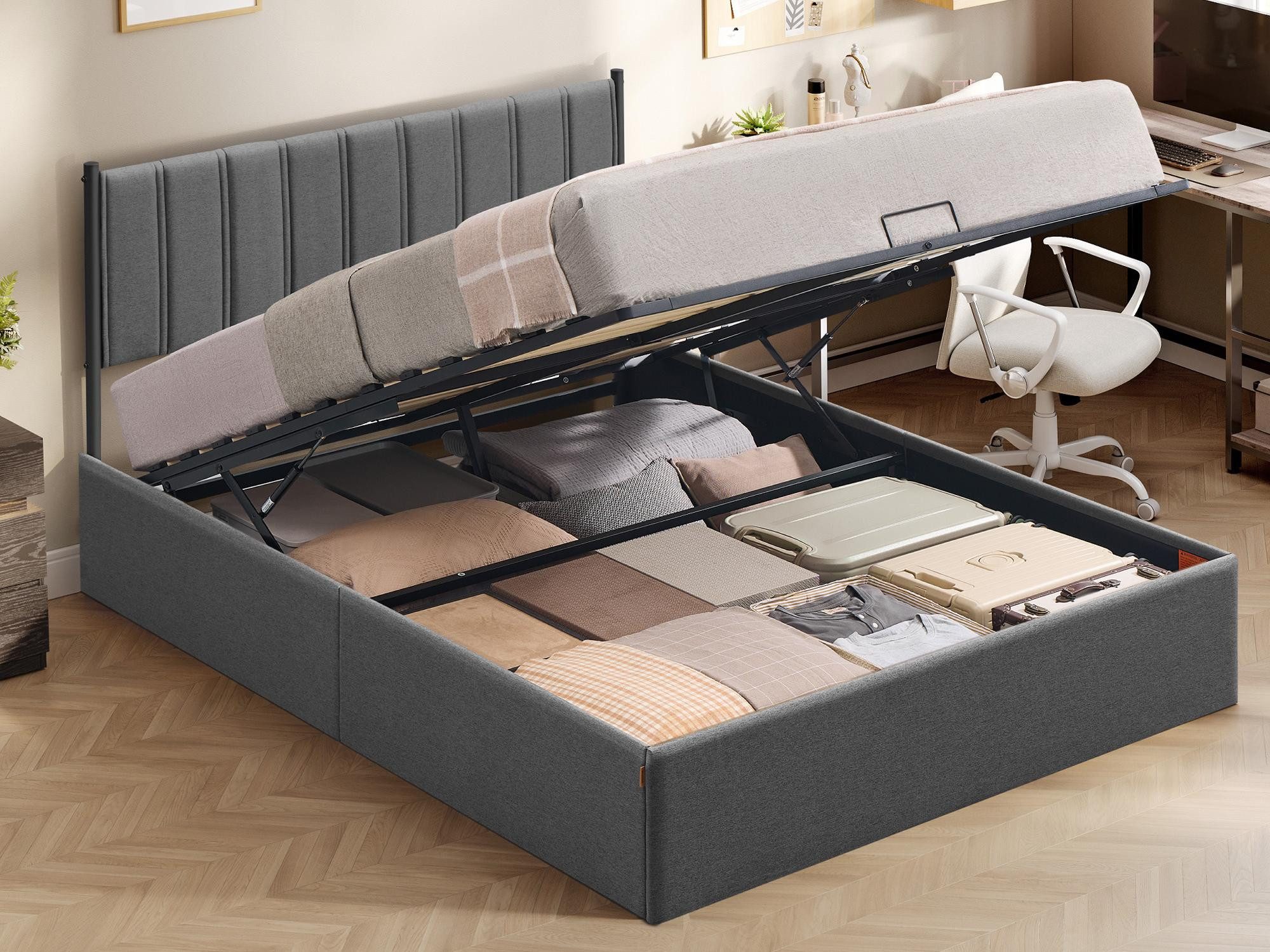 VASAGLE Polsterbett (160 x 200 cm, Hydrauliksystem, hochtragfähig), Bettrah günstig online kaufen