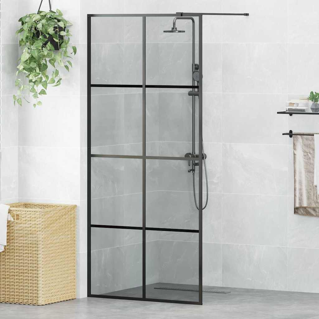 vidaXL Duschwand Walk-in Duschwand Schwarz 90 x 195 cm Gehärtetes Glas, (1 tlg)