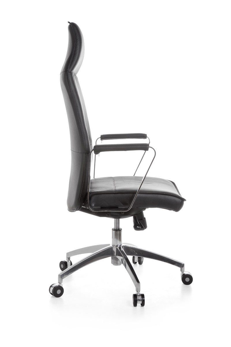 Drehbar, XXL Armlehne Bürostuhl SPM1.137 Schreibtischstuhl (Echtleder kg Chefsessel mit Amstyle Drehstuhl Modern), 120 Schwarz,