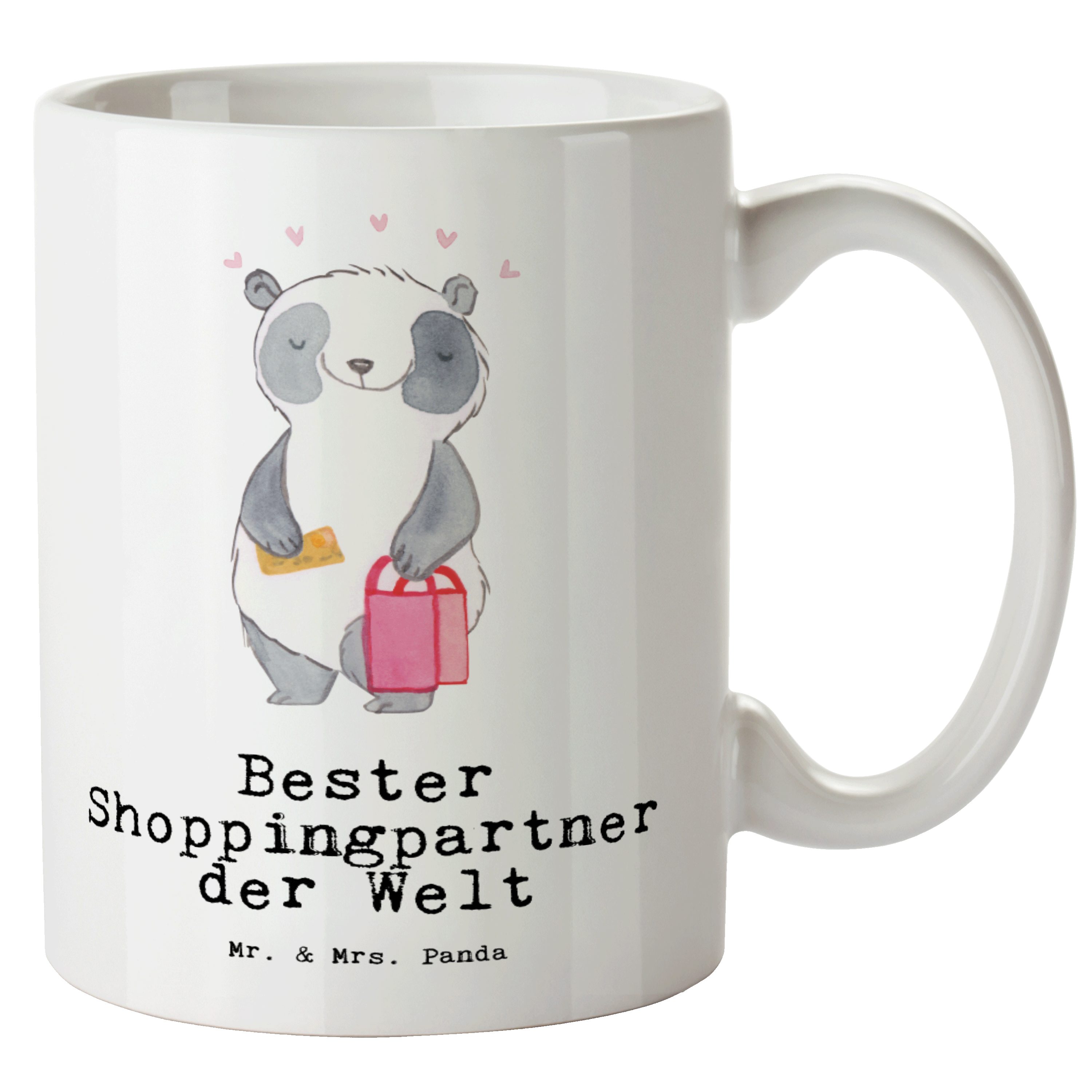 Mr. & Mrs. Panda Tasse Panda Bester Shoppingpartner der Welt - Weiß - Geschenk, spülmaschine, XL Tasse Keramik